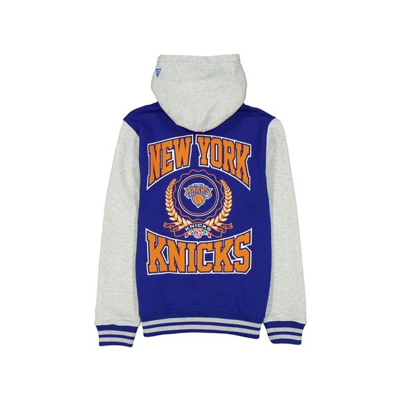 New York Knicks Throwback Prep Chenille Full Snap Hoodie - Picture 2 of 10